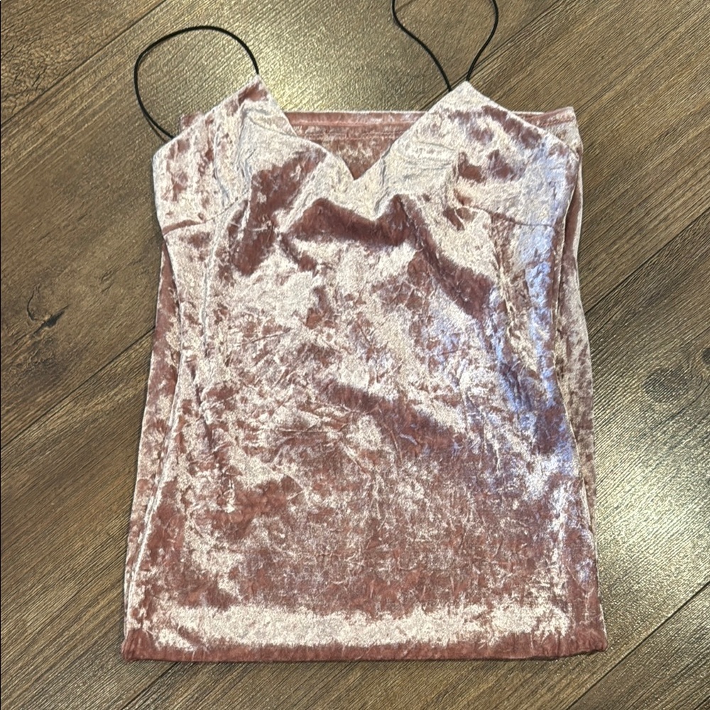 AKIRA Pink Velvet Fitted Camisole Top